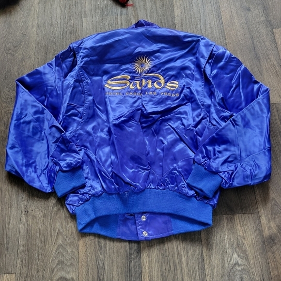 Vintage Other - Vintage 90s Satin Sands Las Vegas Bomber Jacket Size Large Royal Blue